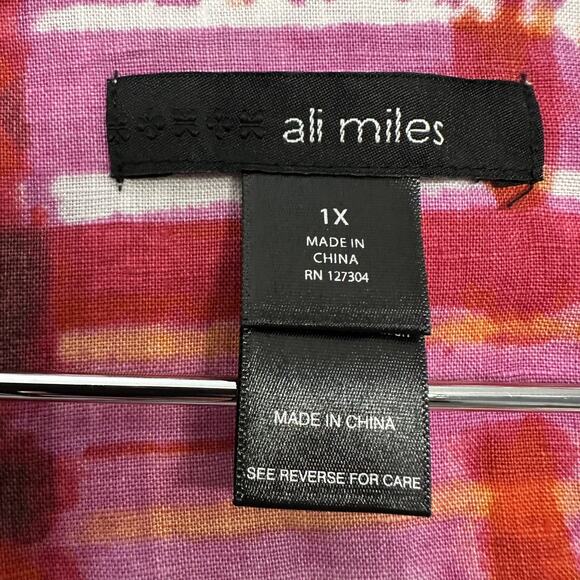 Ali Miles 100% Linen Blazer Top Women’s Size 1X Colorful Artsy Art to Wear - Picture 10 of 12